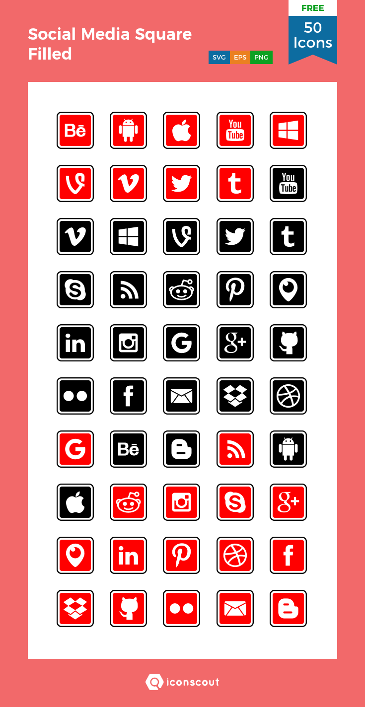 735x1424 Social Media Square Filled Free Icon Pack