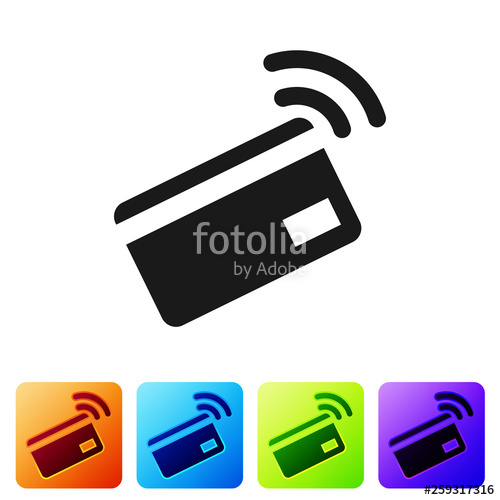 500x500 Black Contactless Payment With Nfc Card Icon Isolated On White