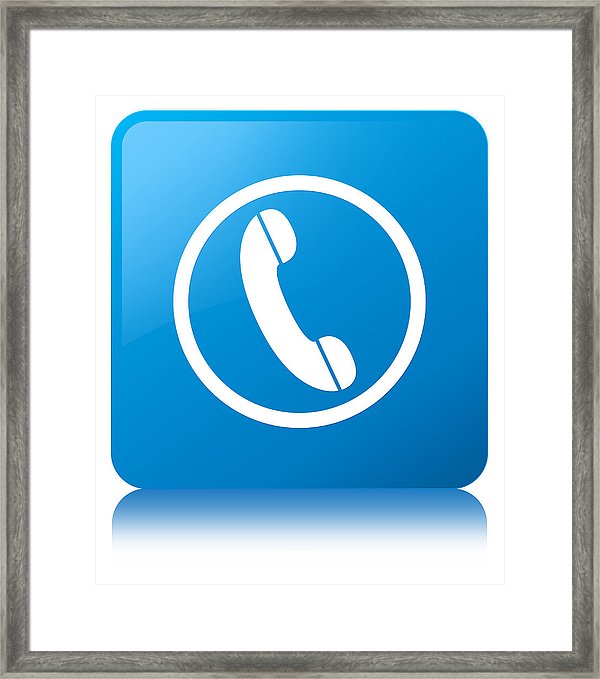 600x679 Phone Icon Cyan Blue Square Button Framed Print