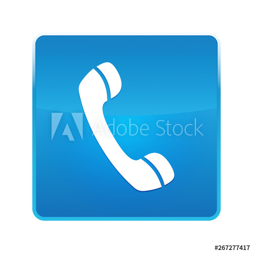 500x500 Phone Icon Shiny Blue Square Button