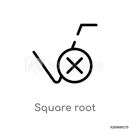 500x500 Outline Square Root Vector Icon Isolated Black Simple Line