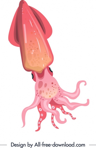 389x600 Sea Creature Painting Squid Icon Colored Sketch Free Vector