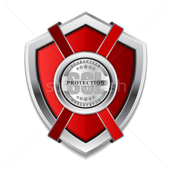 600x600 Ssl Protection Secure Red Shield Vector Icon Vector Illustration