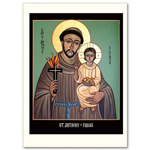 480x480 St Anthony Of Padua Icon Greeting Card Garratt Publishing