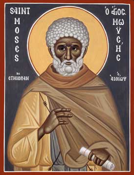 274x358 St Moses The Ethiopian Orthodox Icon Mounted Orthodox Icons
