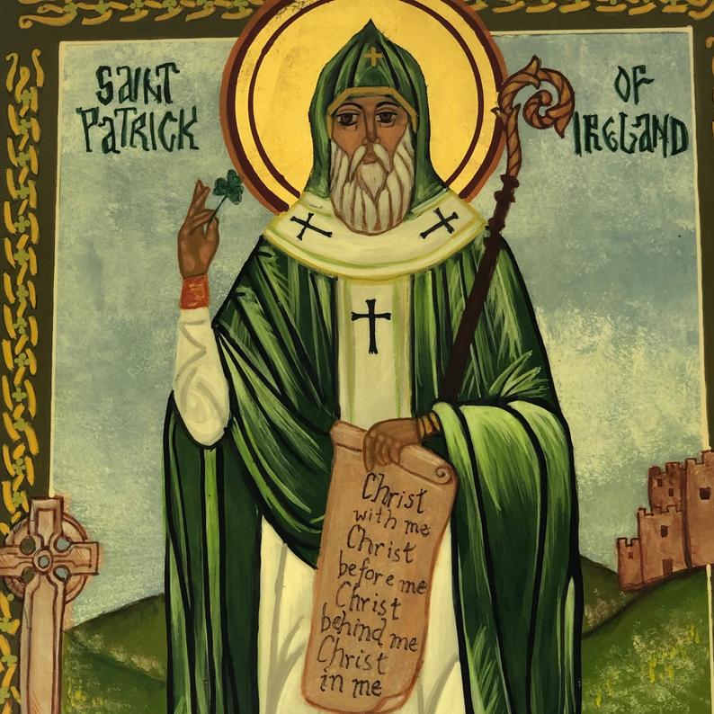 794x794 St Patrick Icon Iconography Original Art Christian Etsy