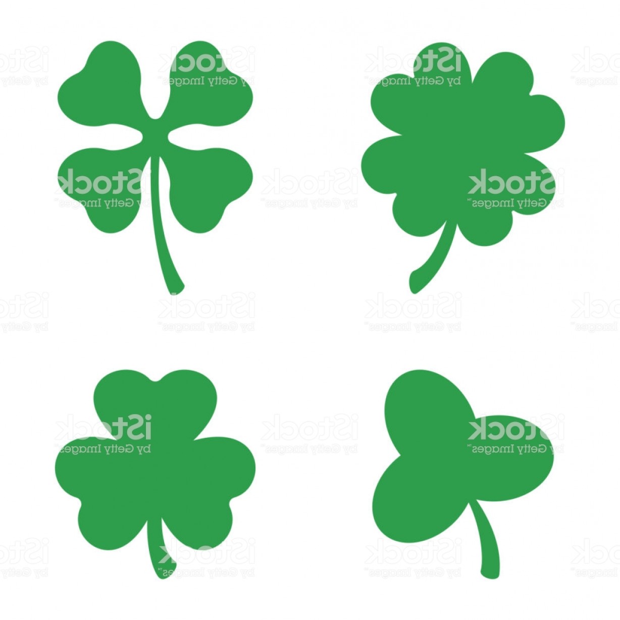 1228x1228 Set Of Three And Four Leaf Clovers Vector Icon St Patricks Day