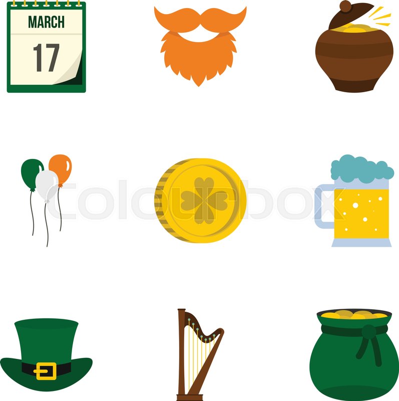 797x800 Happy St Patricks Day Icon Set Flat Stock Vector Colourbox