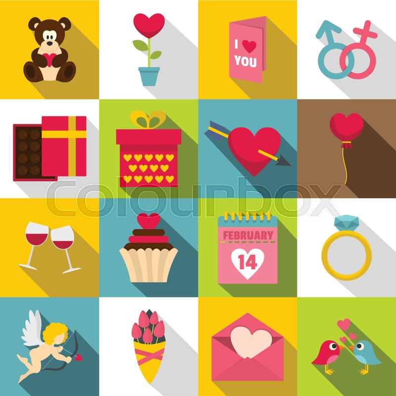 800x800 Saint Valentine Icons Set Flat Stock Vector Colourbox