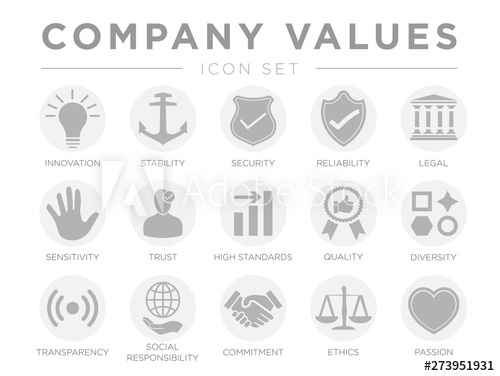 500x376 Business Company Values Gray Light Icon Set Innovation, Stability