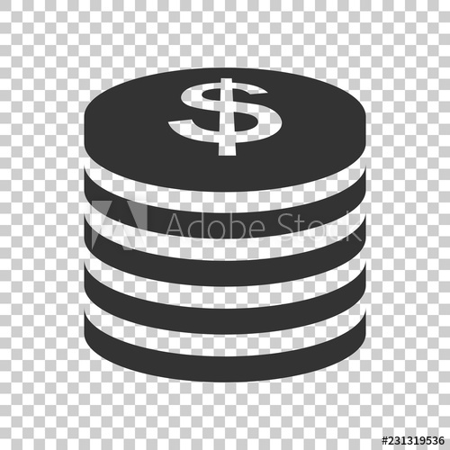 500x500 Coins Stack Icon In Flat Style Dollar Coin Vector Illustration
