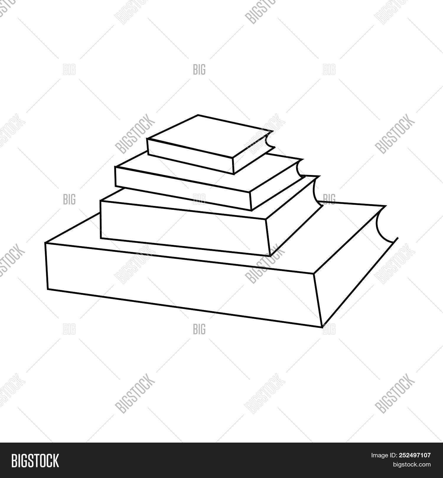 1500x1620 Stack Of Books Icon In Outline Style Isolated On White Image
