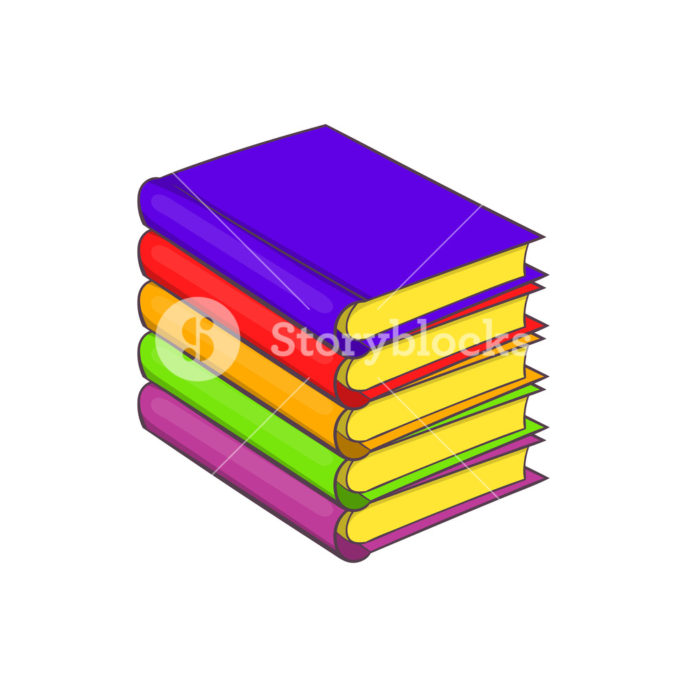 1000x1000 Stack Of Books Icon In Cartoon Style Isolated On White Background