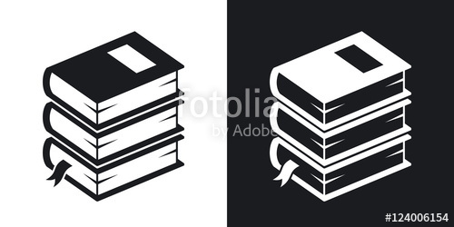 500x250 Vector Stack Of Books Icon Two Tone Version On Black And White