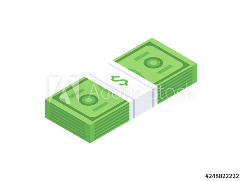 500x375 Stack Of Cash Dollar Bills Paper Money Icon Isometric Design