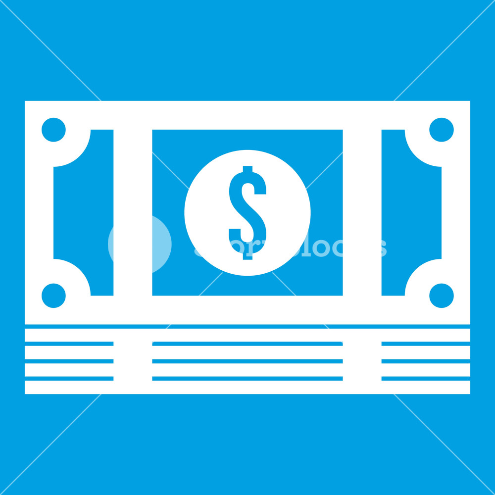 1000x1000 Stack Of Money Icon White Isolated On Blue Background Vector