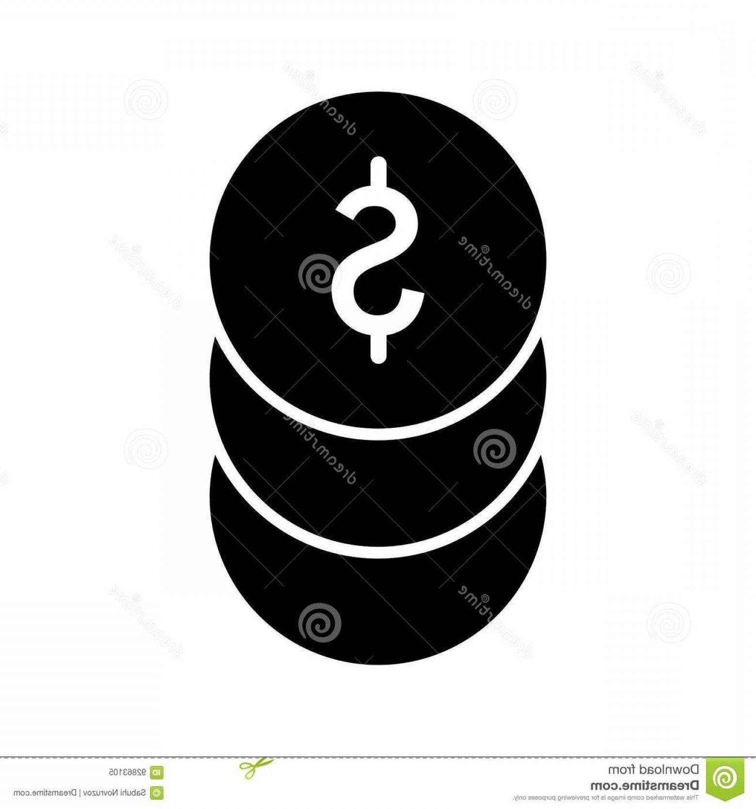 1560x1668 Stock Illustration Stack Dollar Coins Vector Icon Black White Cash