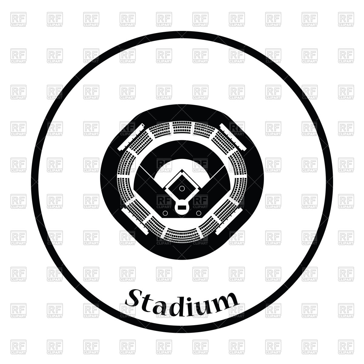 1200x1200 Silhouette Of Baseball Stadium Icon Vector Image Of Objects