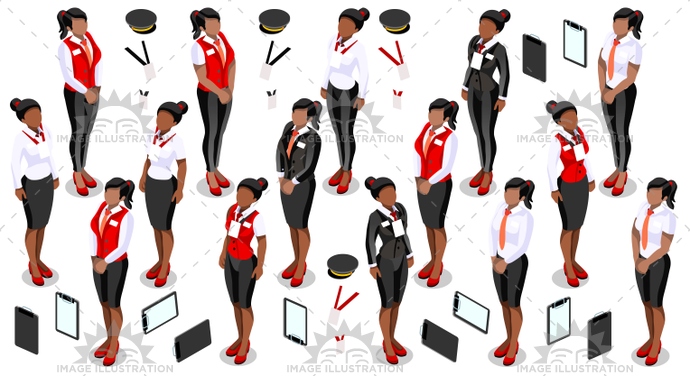 690x376 Isometric People Staff Icon Set Collection Vector Illustration