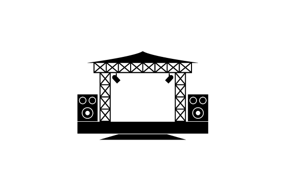 580x386 Outdoor Concert Stage Vector Icon Graphic