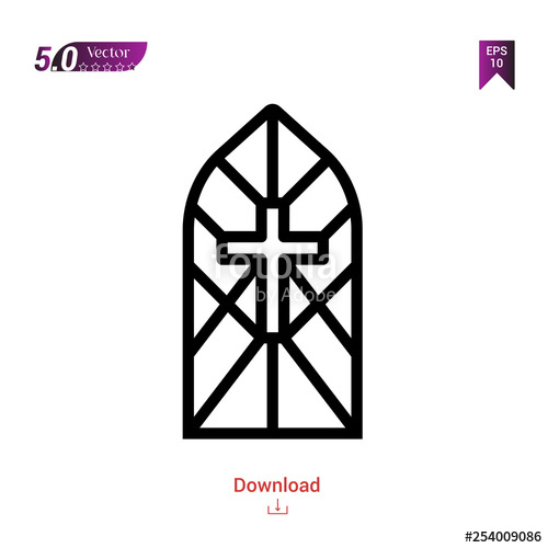 500x500 Outline Stained Glass Icon Isolated On White Background Best