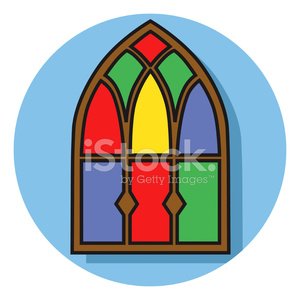300x300 Stained Glass Window Icon Stock Vectors