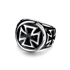 300x300 New Men's Silver Stainless Steel Icon Cross Finger Biker Ring