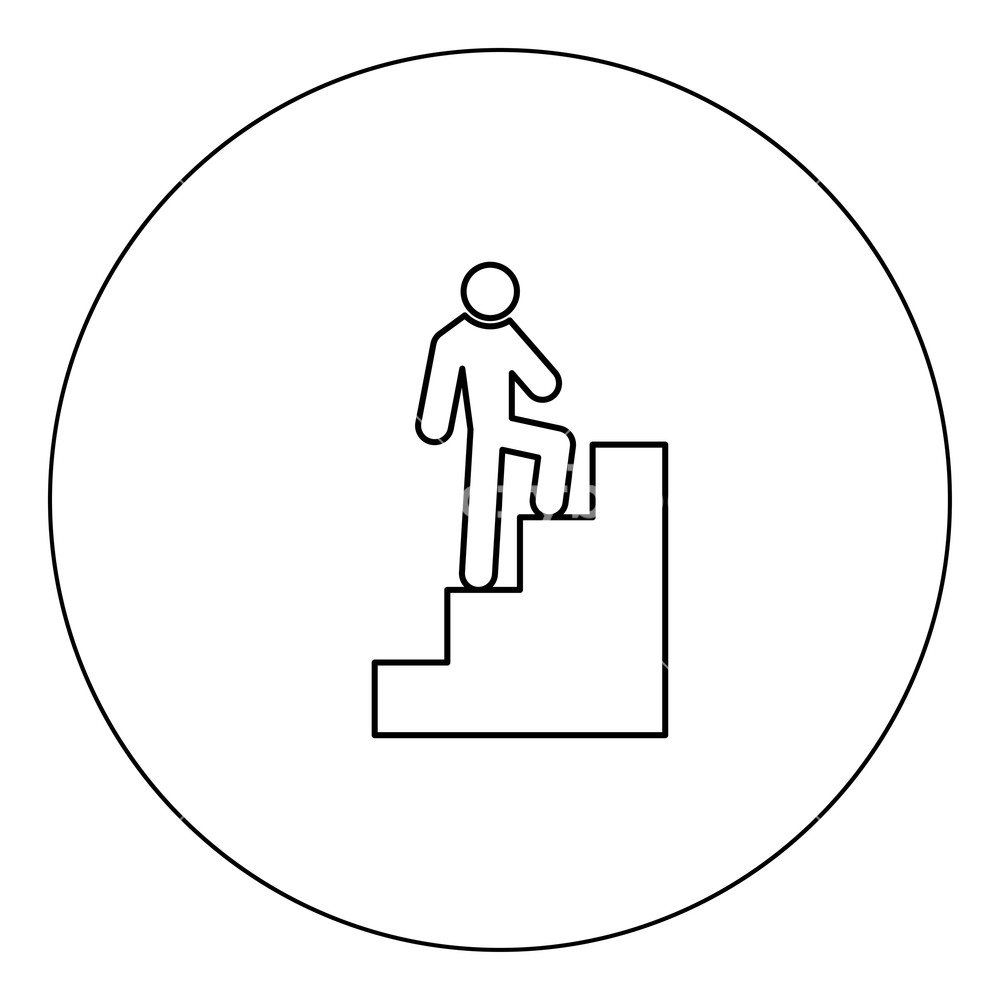 1000x1000 A Man Climbing Stairs Icon Black Color In Circle Vector