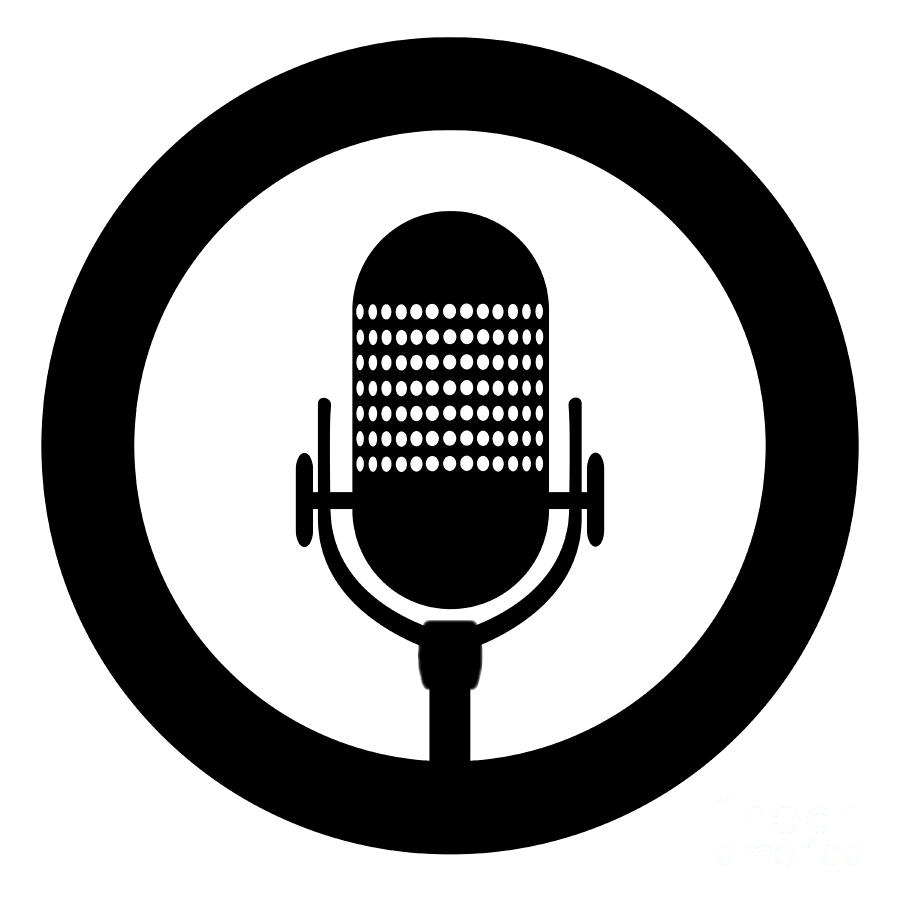 900x900 Retro Microphone Black Rubber Stamp Icon Digital Art