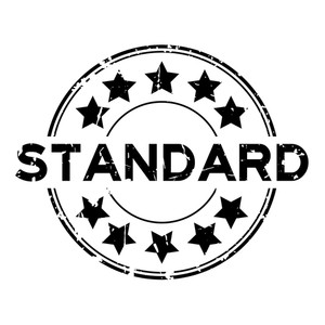 300x300 Grunge Black Standard Wording With Star Icon Round Rubber Seal