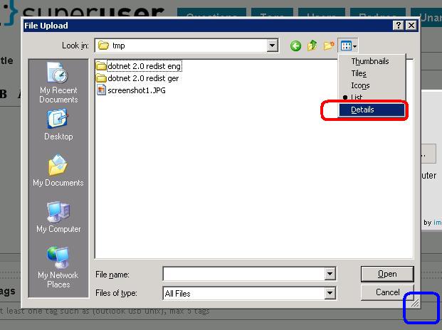 621x464 Set The Standard Size And List View For Windows Open Dialog