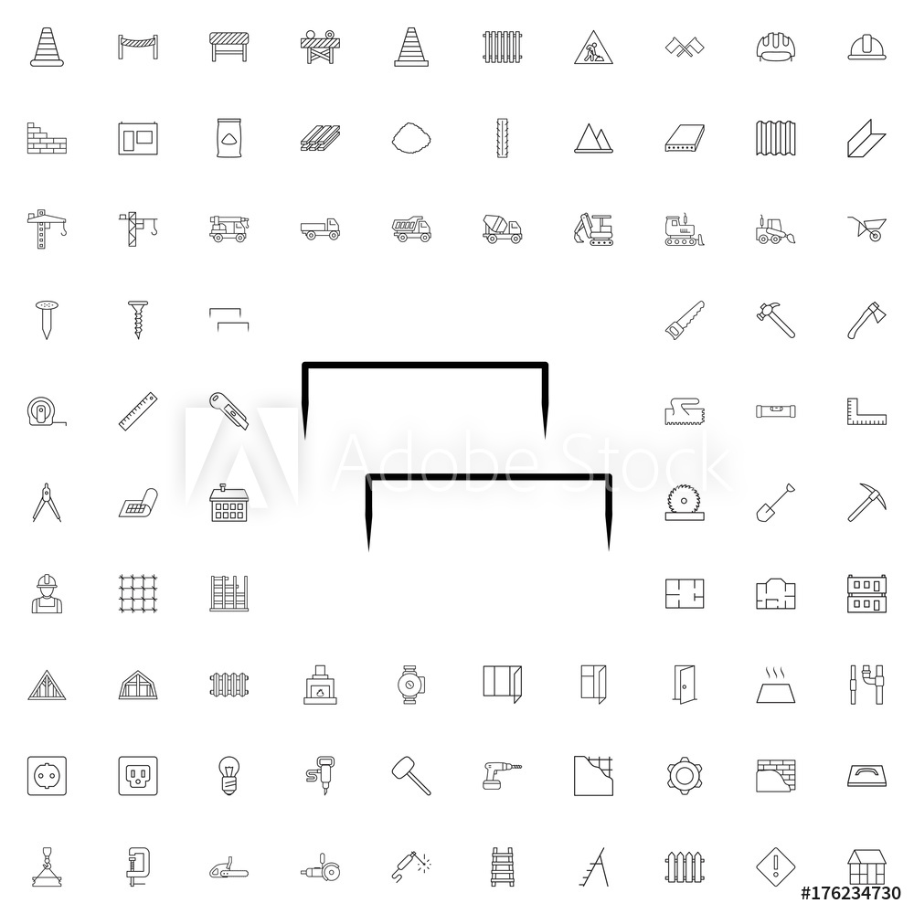 1000x1000 Photo Art Print Staples Icon Set Of Outline Construction Icons