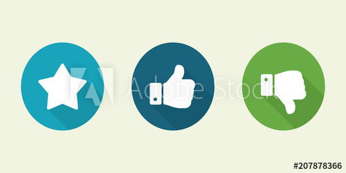 500x250 Set Of Thumbs Up And Star Icon On A White Background Facebook