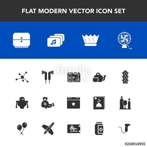 500x500 Modern, Simple Vector Icon Set With Lollipop, Music, Air, King