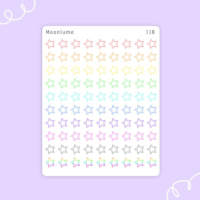 794x794 Rainbow Star Stickers Cute Star Icon Stickers For Bullet Etsy