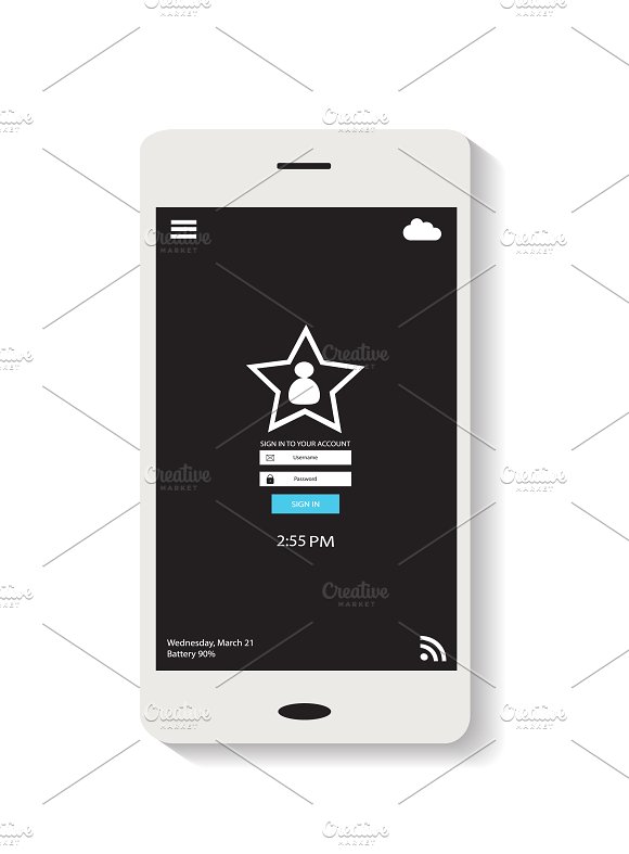580x787 Mobile Interface Star Icon Black Mockup Store