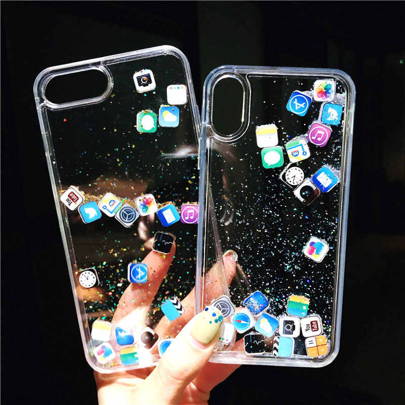 800x800 Cute App Icon Liquid Phone Case For Iphone Xs Max Xr Glitter