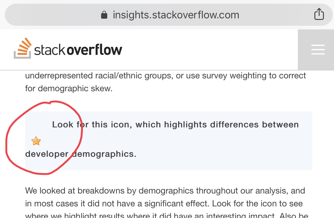 1090x712 Text Ugly Wraps The Star Icon On Developer Survey Page