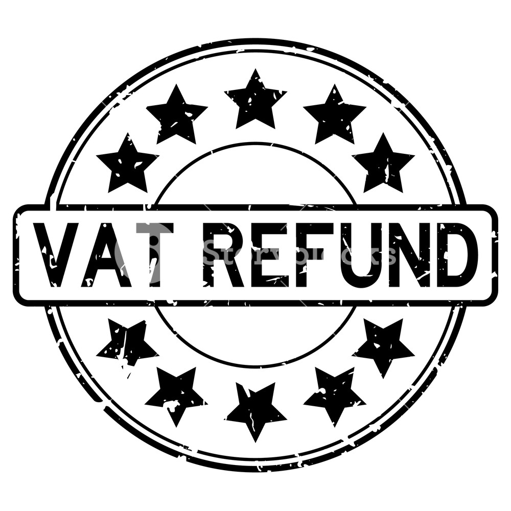 1000x1000 Grunge Black Vat Refund Word With Star Icon Rubber Seal Stamp