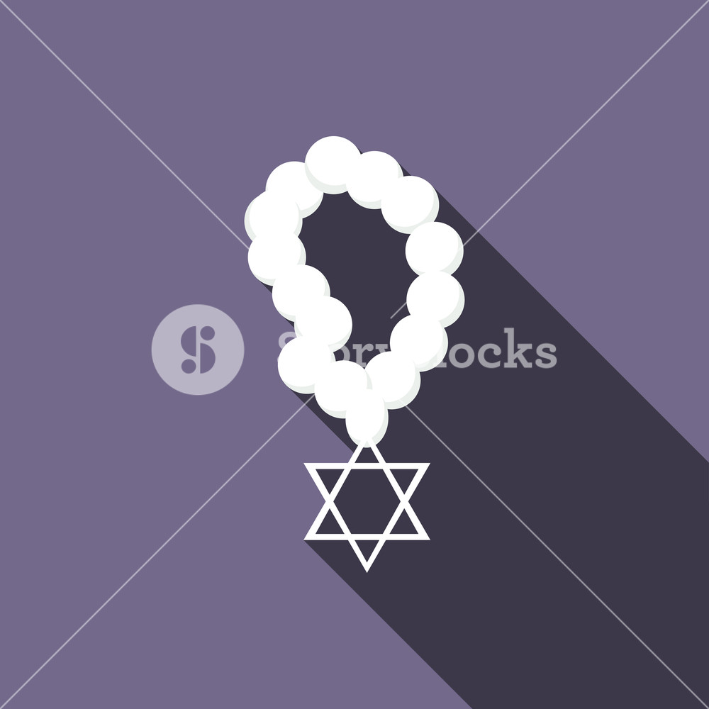 1000x1000 Rosary With Star Of David Icon In Flat Style On A Violet