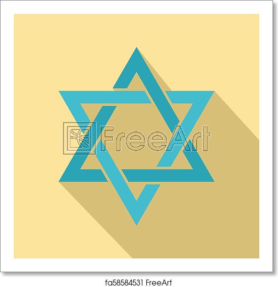 561x581 Free Art Print Of Star Of David Icon, Flat Style Star Of David