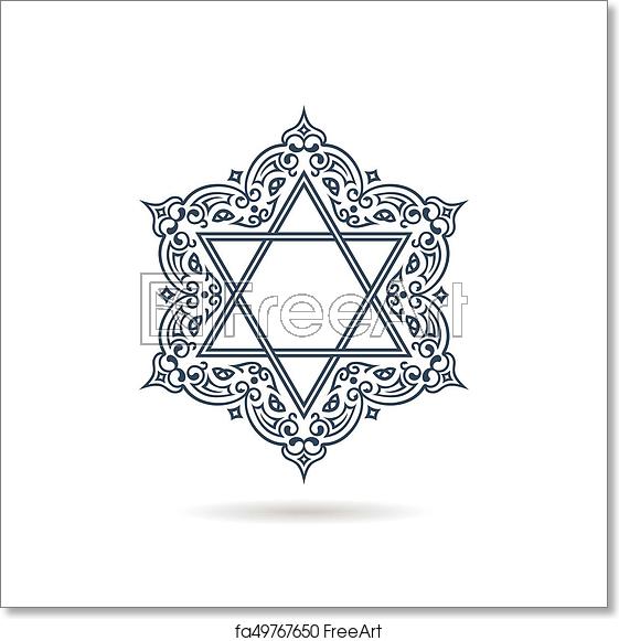 561x581 Free Art Print Of Star Of David Vector Jewish Ornament Blue Icon