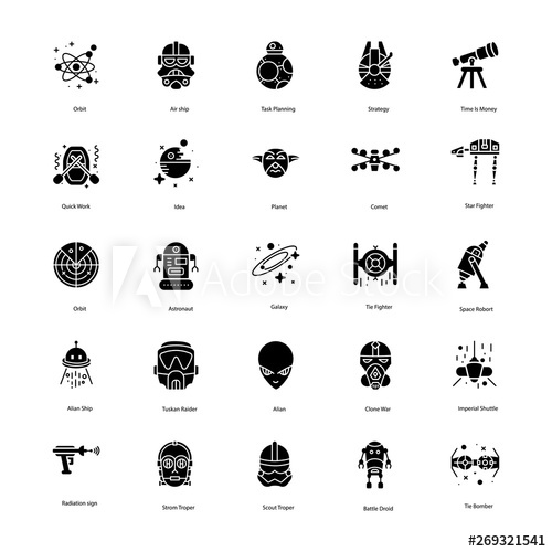 500x500 Star War Solid Icons Pack