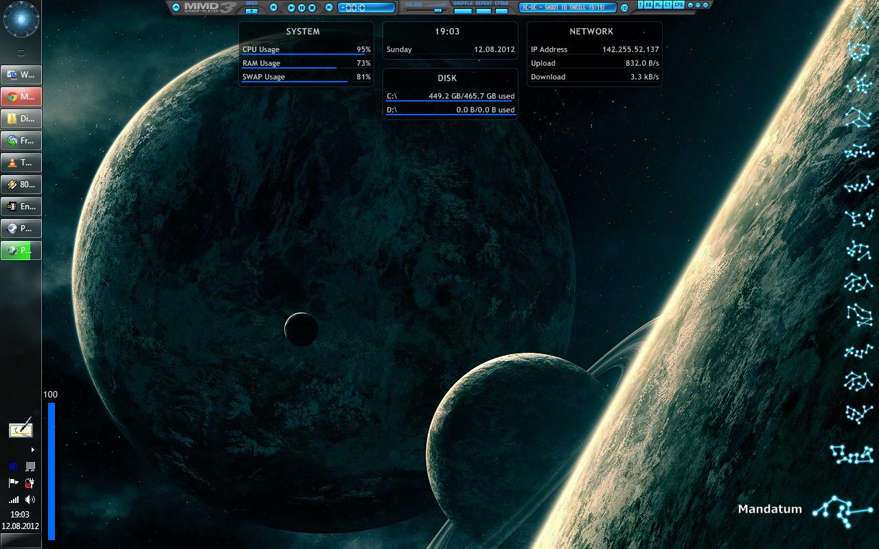 1280x800 Stargate Atlantis Theme Using Start Orb, Glyph Icons, And Vertical