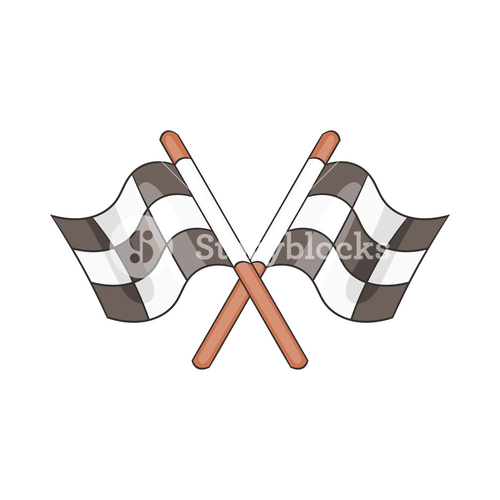 1000x1000 Racing Flags Icon In Cartoon Style Isolated On White Background