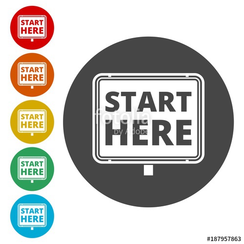 500x500 Start Here Sign, Start Here Icon, Start Here Button Stock Image