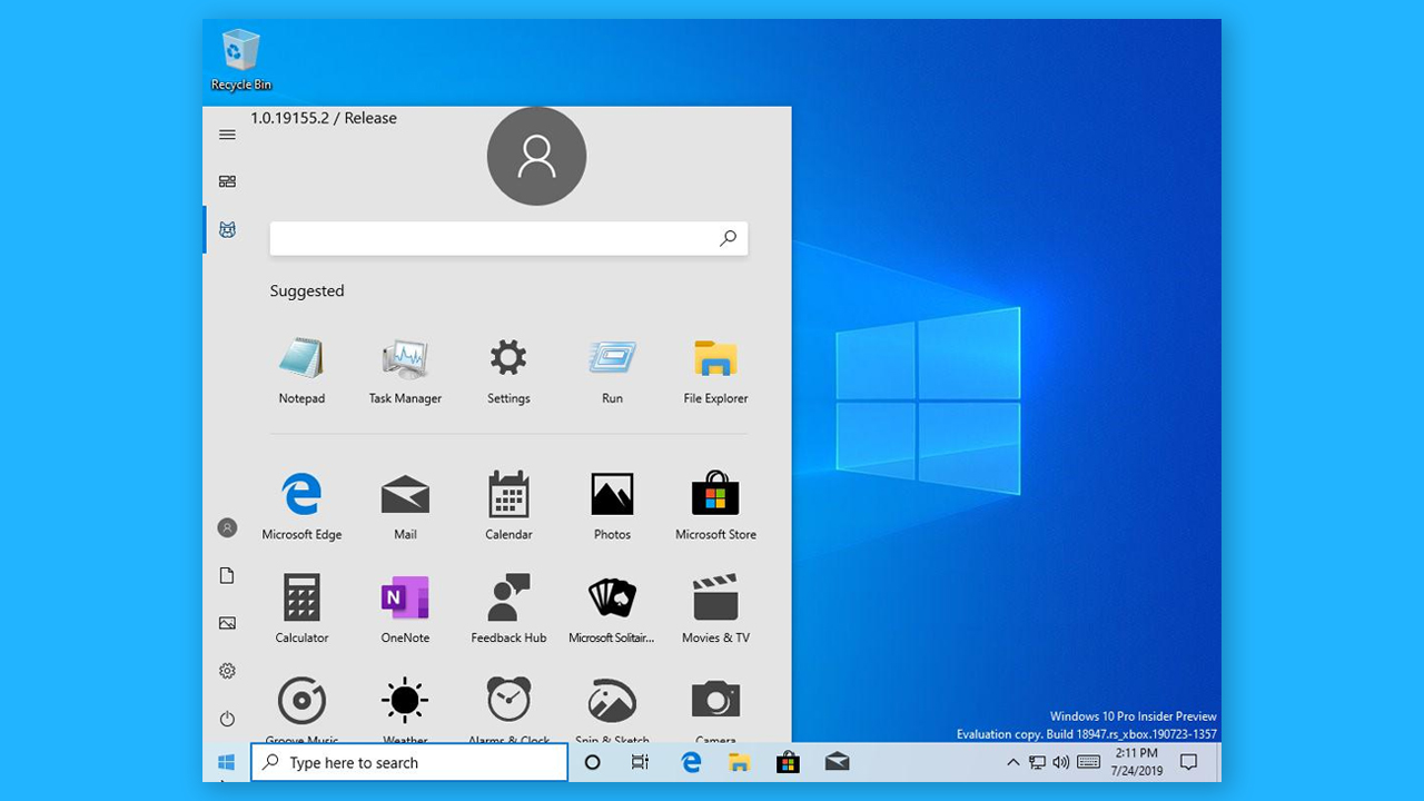 1280x720 Internal Windows Build Shows Off New Start Menu Design Without