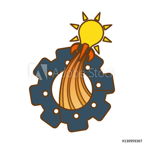 500x500 Gear With Bulb Light Launching Icon Over White Background Start