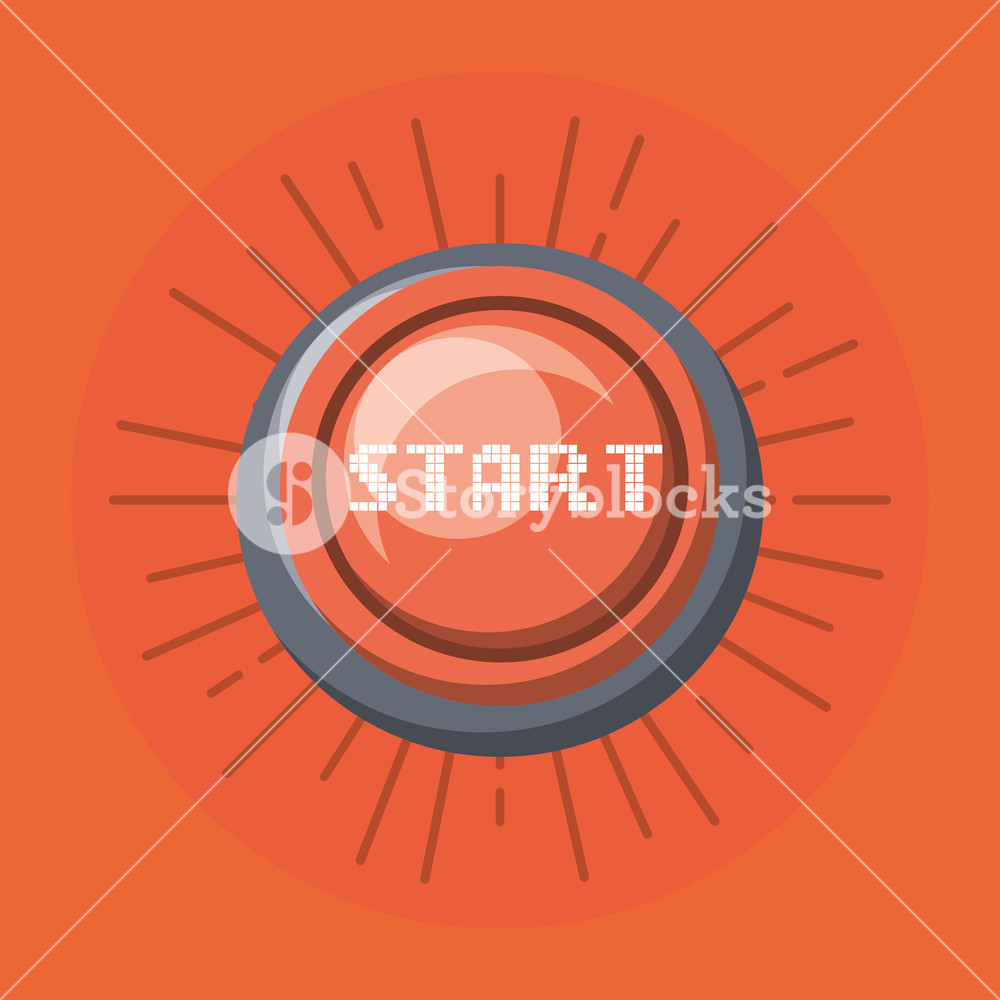 1000x1000 Start Button Icon Over Red Background, Colorful Design Vector