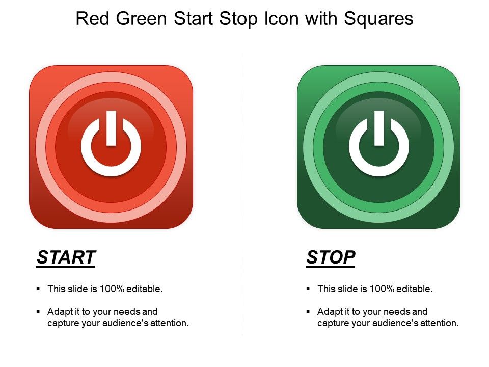 960x720 Red Green Start Stop Icon With Squares Powerpoint Templates